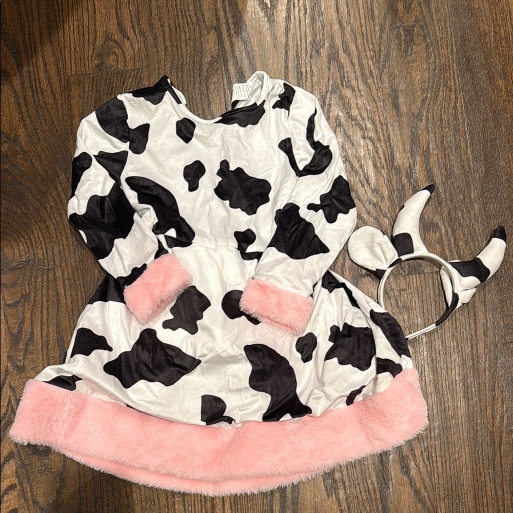 Cow Print Dress with Pink Trim and Headband